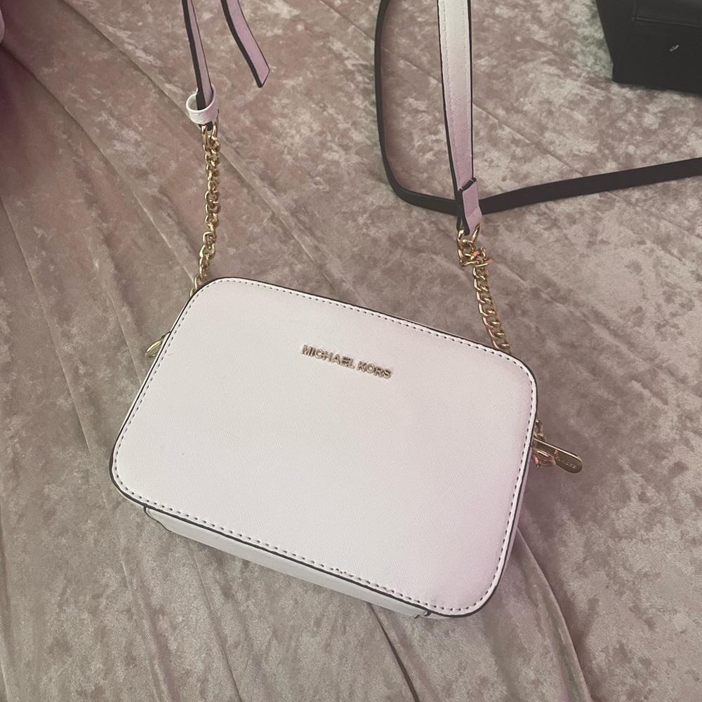 White Michael Kors Camera Crossbody Bag